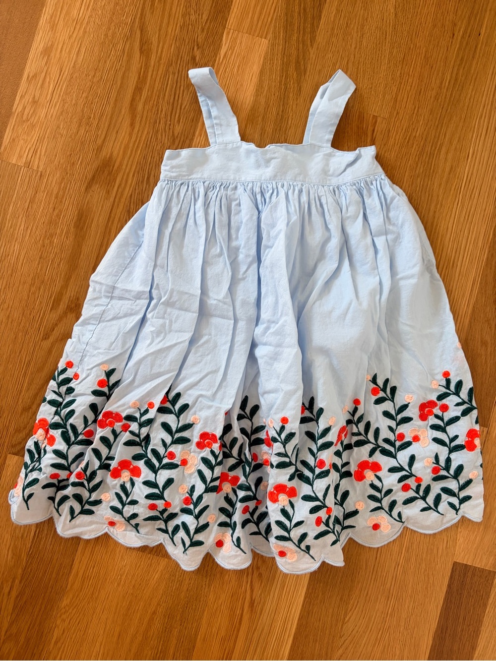 Janie and Jack Light Blue Floral Hem Embroidered Sundress